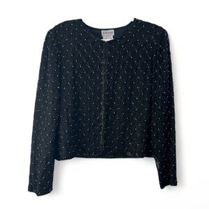 Vintage Stenay Beaded Silk Long-sleeved Eye & Hook Jacket Women's Size Large